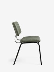 Set of 2 Arona Faux Leather Khaki Green Aiden Black Leg Dining Chairs - Image 5 of 10