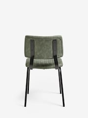 Set of 2 Arona Faux Leather Khaki Green Aiden Black Leg Dining Chairs - Image 6 of 10