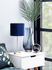 BHS Blue Velvet Table Lamp - Image 1 of 5