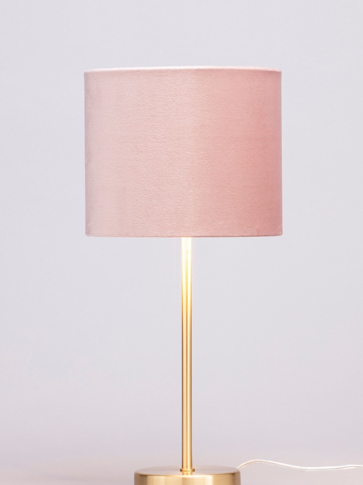 BHS Pink Velvet Table Lamp - Image 2 of 5