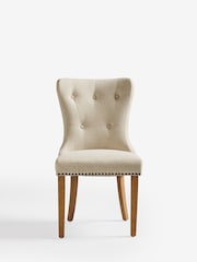 Set of 2 Tweedy Plain Light Natural Blair Light Wood Leg Button Dining Chairs - Image 2 of 9