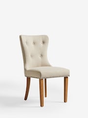 Set of 2 Tweedy Plain Light Natural Blair Light Wood Leg Button Dining Chairs - Image 3 of 9