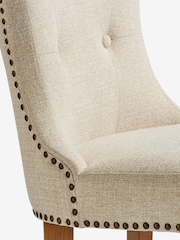 Set of 2 Tweedy Plain Light Natural Blair Light Wood Leg Button Dining Chairs - Image 7 of 9
