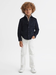 Reiss Navy Albion 3-9 yrs Corduroy Cutaway Collar Shirt - Image 1 of 6