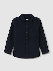 Reiss Navy Albion 3-9 yrs Corduroy Cutaway Collar Shirt - Image 2 of 6