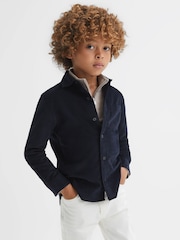 Reiss Navy Albion 3-9 yrs Corduroy Cutaway Collar Shirt - Image 3 of 6