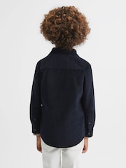 Reiss Navy Albion 3-9 yrs Corduroy Cutaway Collar Shirt - Image 5 of 6