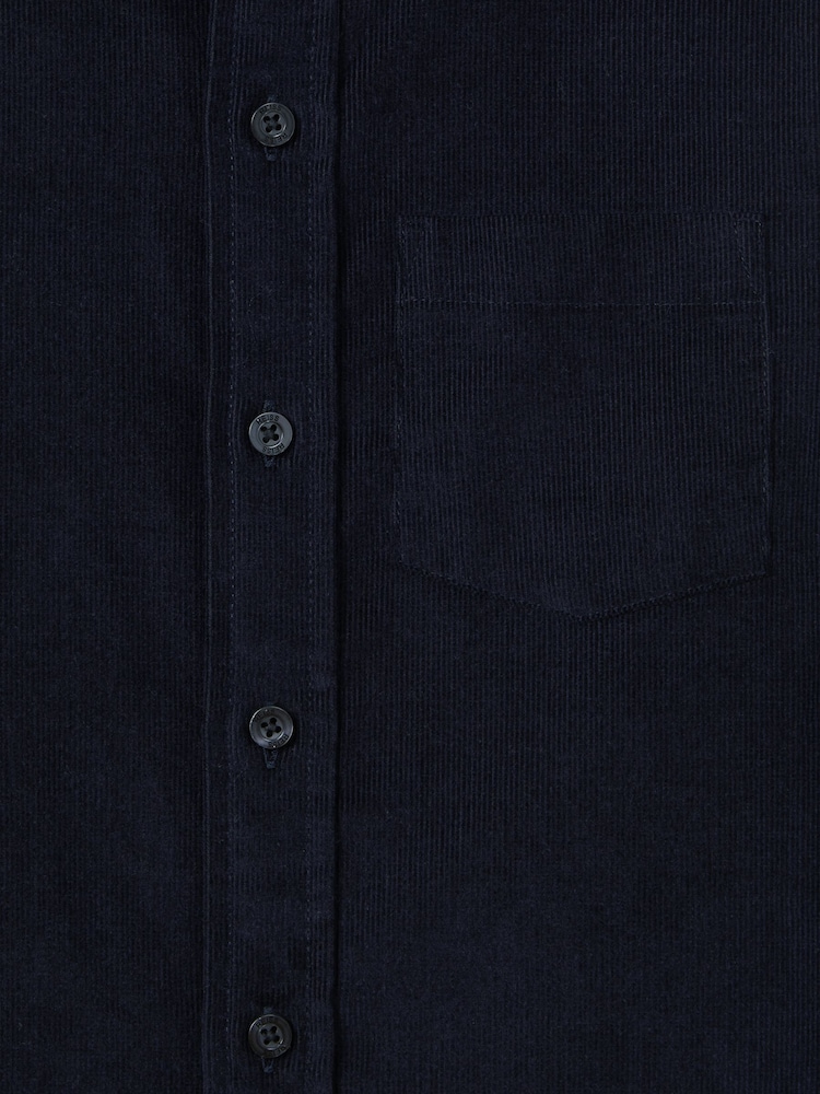 Reiss Navy Albion 3-9 yrs Corduroy Cutaway Collar Shirt - Image 6 of 6