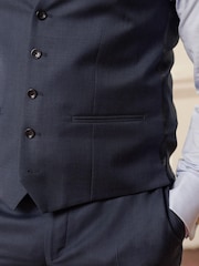 Navy Blue Signature Cerruti 100% Wool Sharkskin Suit Waistcoat - Image 5 of 10