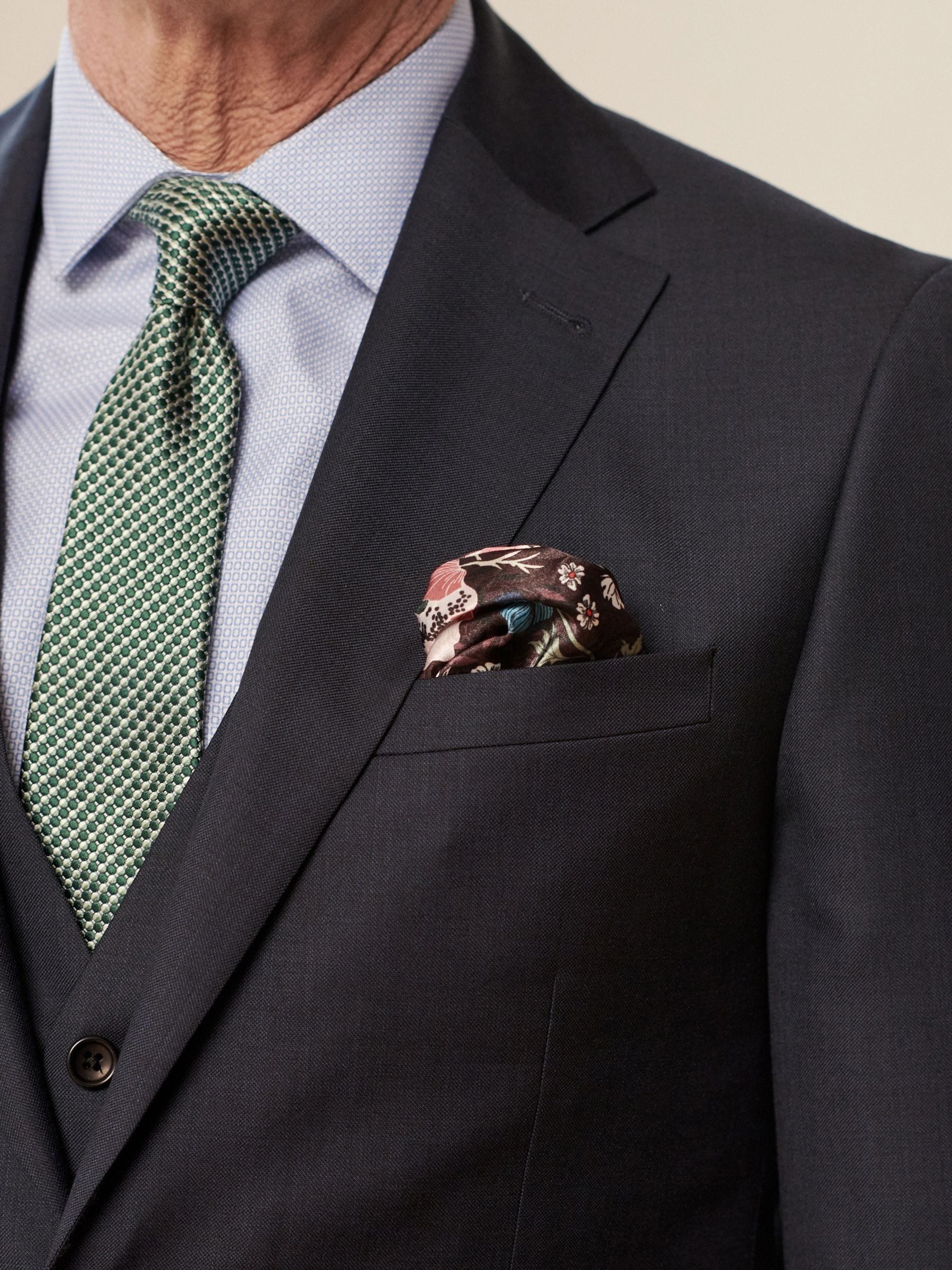 Buy Navy Blue Slim Signature Cerruti 100% Wool Sharkskin