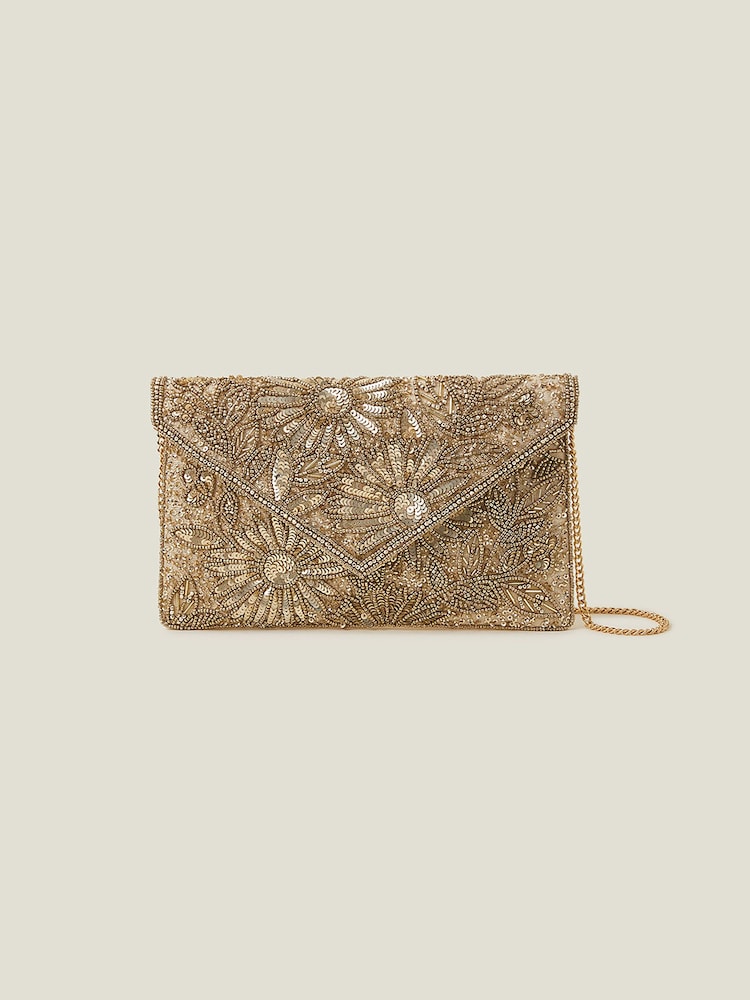 Accessorize Gold Tara Clutch Bag - Image 2 of 3
