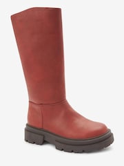 Chestnut Brown Tall Chunky Boots - Image 2 of 6