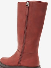 Chestnut Brown Tall Chunky Boots - Image 3 of 6