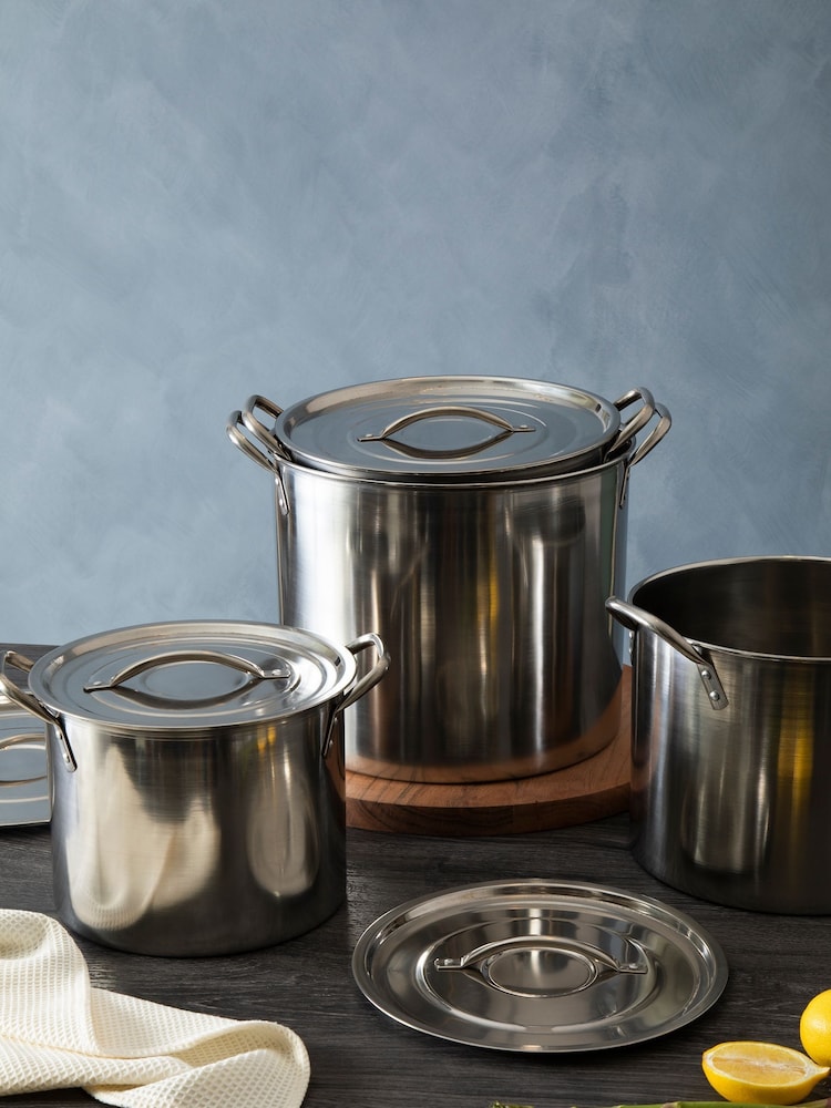 Essentials by Premier Silver Set of 4 Stainless Steel Stockpot - Image 1 of 4