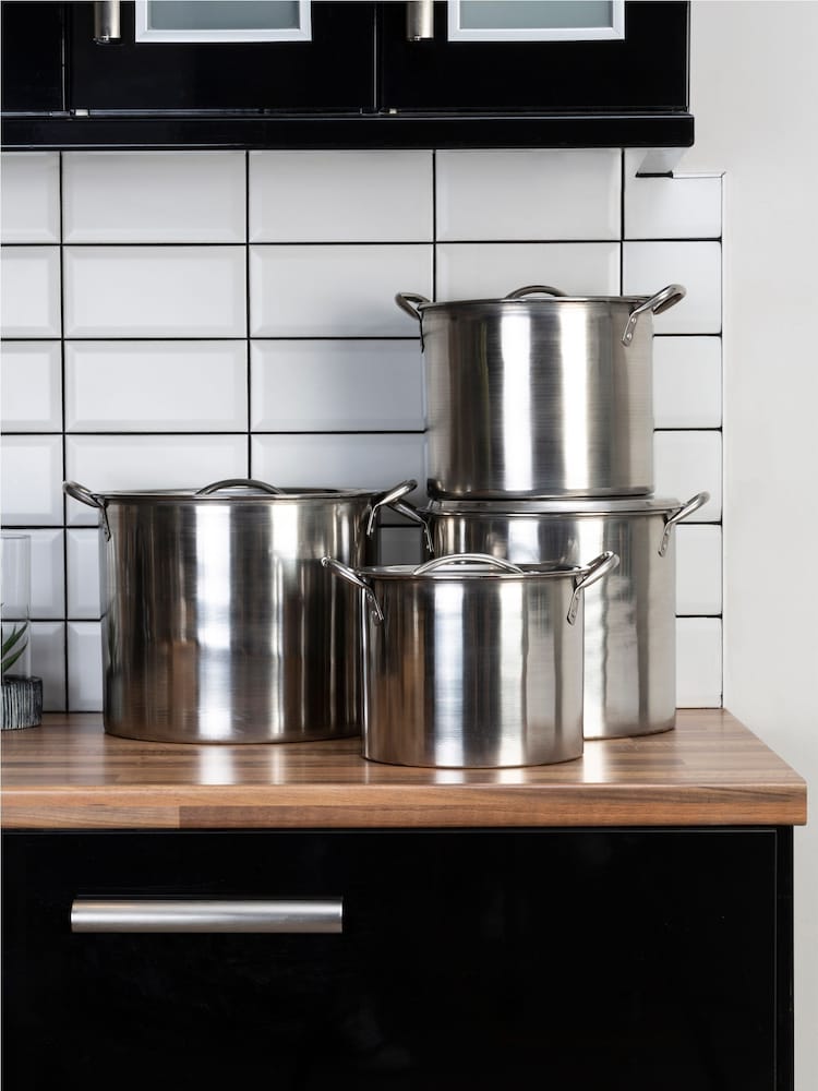 Essentials by Premier Silver Set of 4 Stainless Steel Stockpot - Image 2 of 4