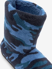 Navy Blue Camo Warm Lined Slipper Boots - Image 3 of 4