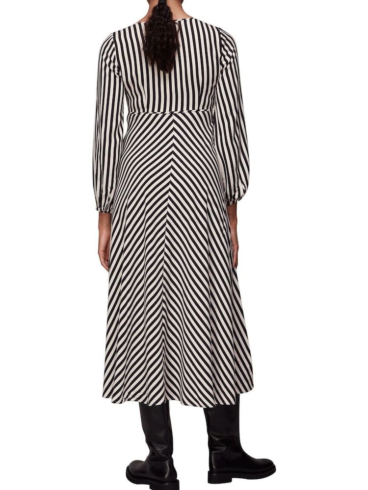 Whistles Misha Black Diagonal Print Dress - Image 2 of 3