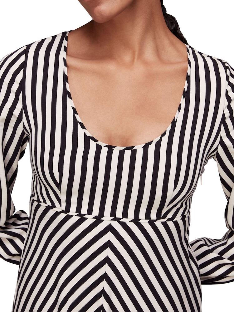 Whistles Misha Black Diagonal Print Dress - Image 3 of 3