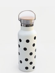 Caroline Gardner Cream Scattered Spot Metal Water Bottle With Handle - Image 1 of 1