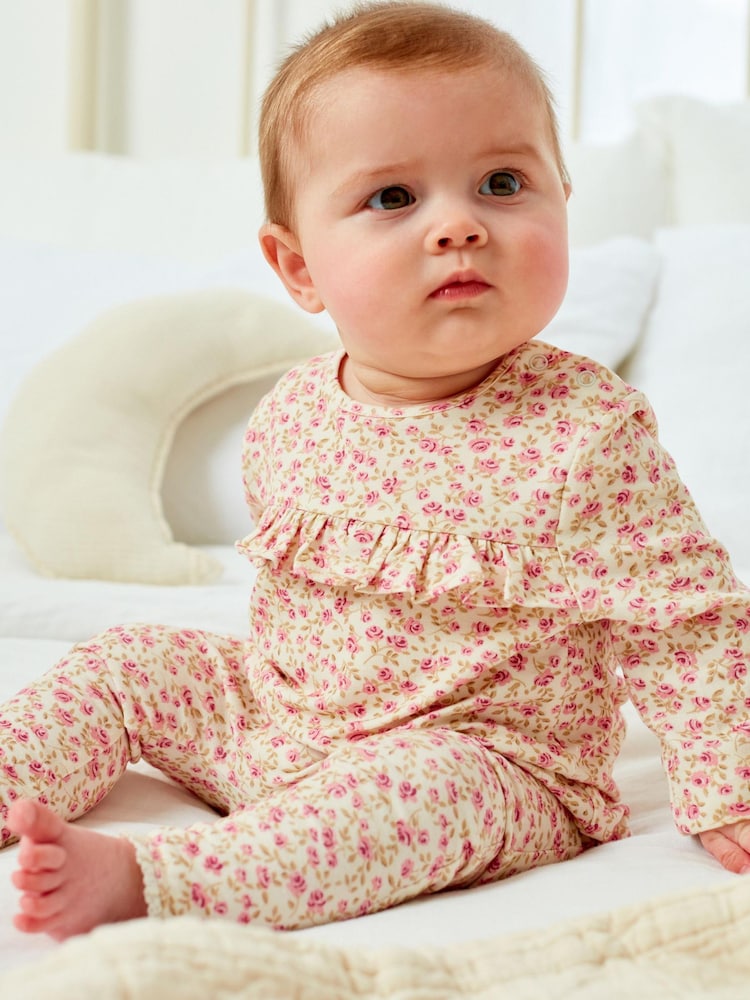 Pink Bunny/Floral Baby Long Sleeve T-Shirts 3 Pack - Image 3 of 7