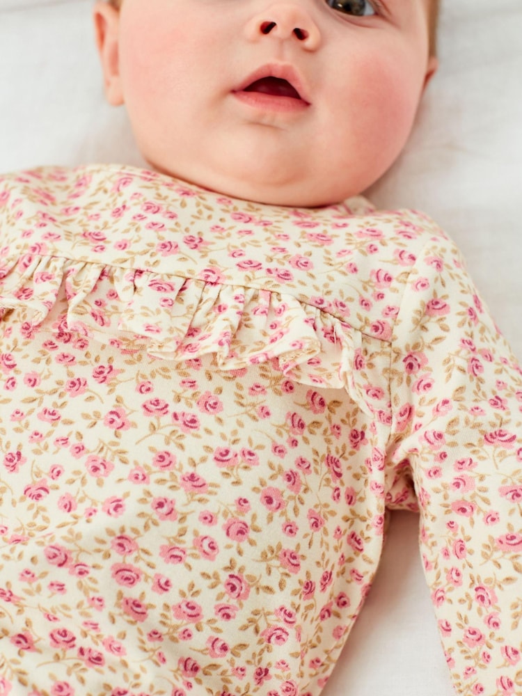 Pink Bunny/Floral Baby Long Sleeve T-Shirts 3 Pack - Image 6 of 7