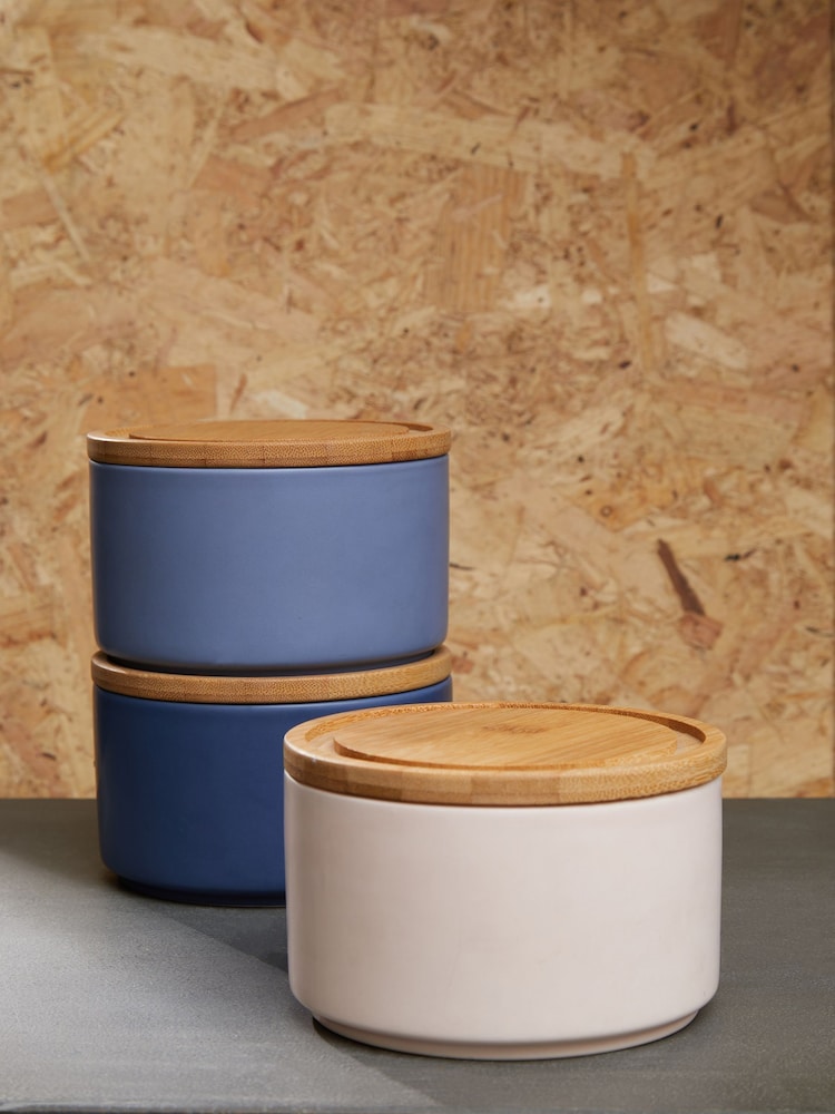 Interiors by Premier Blue Fenwick Storage Canisters Set of 3 - Image 1 of 3