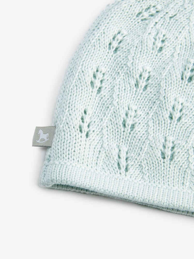 The Little Tailor Cotton Pointelle Knitted Baby Hat - Image 2 of 2