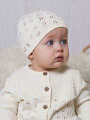 The Little Tailor 100% Cotton Pointelle Knitted Baby Hat - Image 1 of 3