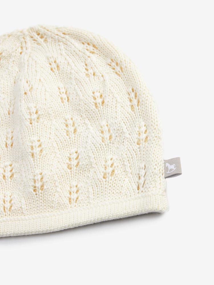 The Little Tailor 100% Cotton Pointelle Knitted Baby Hat - Image 3 of 3