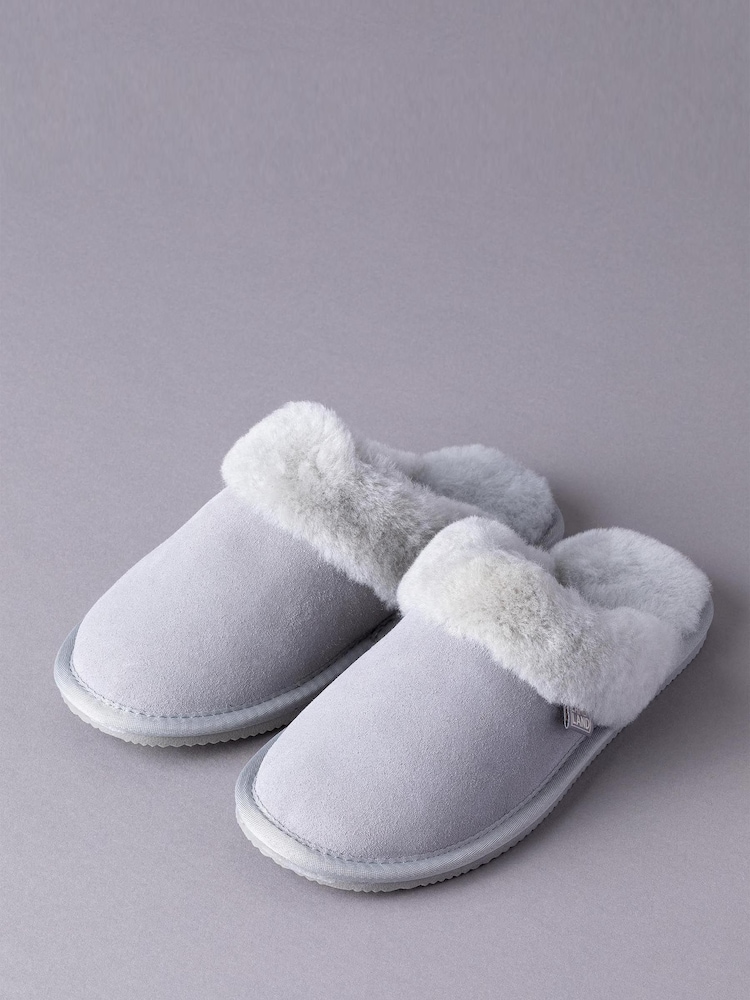 Lakeland Leather Light Grey Ladies Sheepskin Slider Slippers - Image 1 of 3