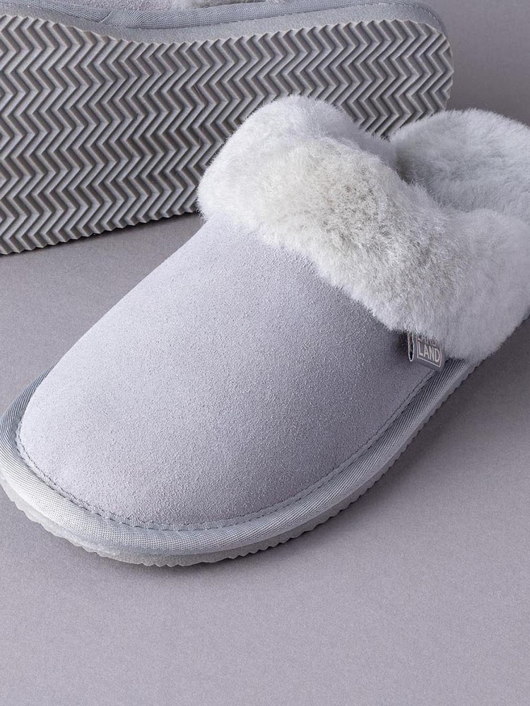 Lakeland Leather Light Grey Ladies Sheepskin Slider Slippers - Image 2 of 3