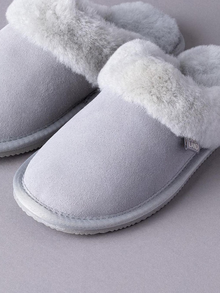 Lakeland Leather Light Grey Ladies Sheepskin Slider Slippers - Image 3 of 3