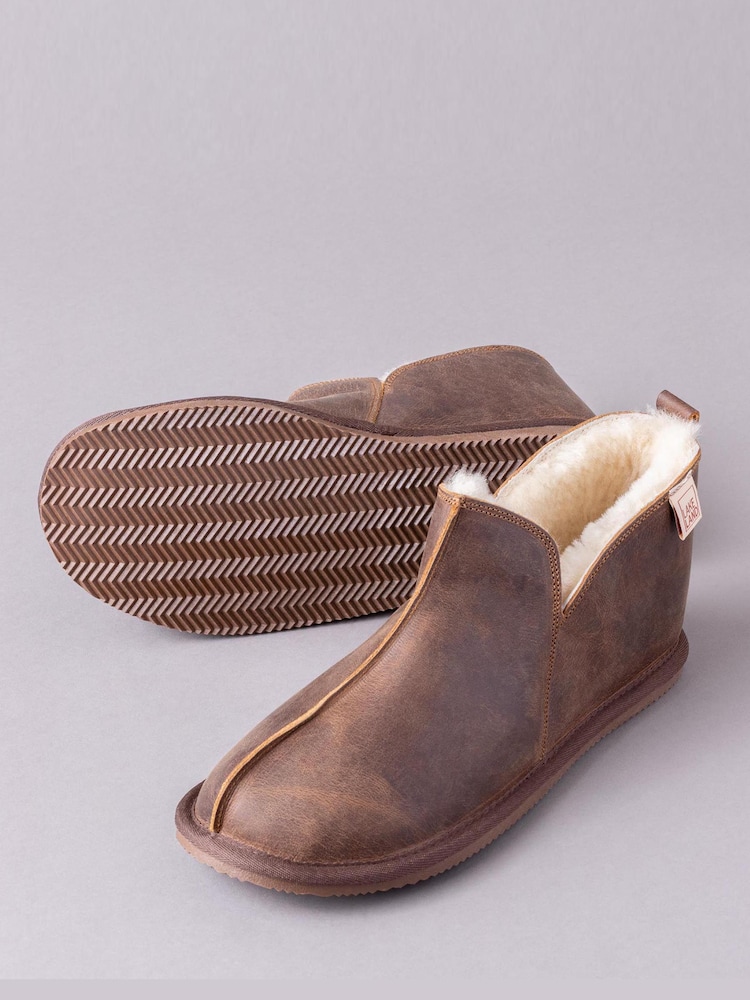 Lakeland Leather Brown Mens Slipper Boots - Image 2 of 3
