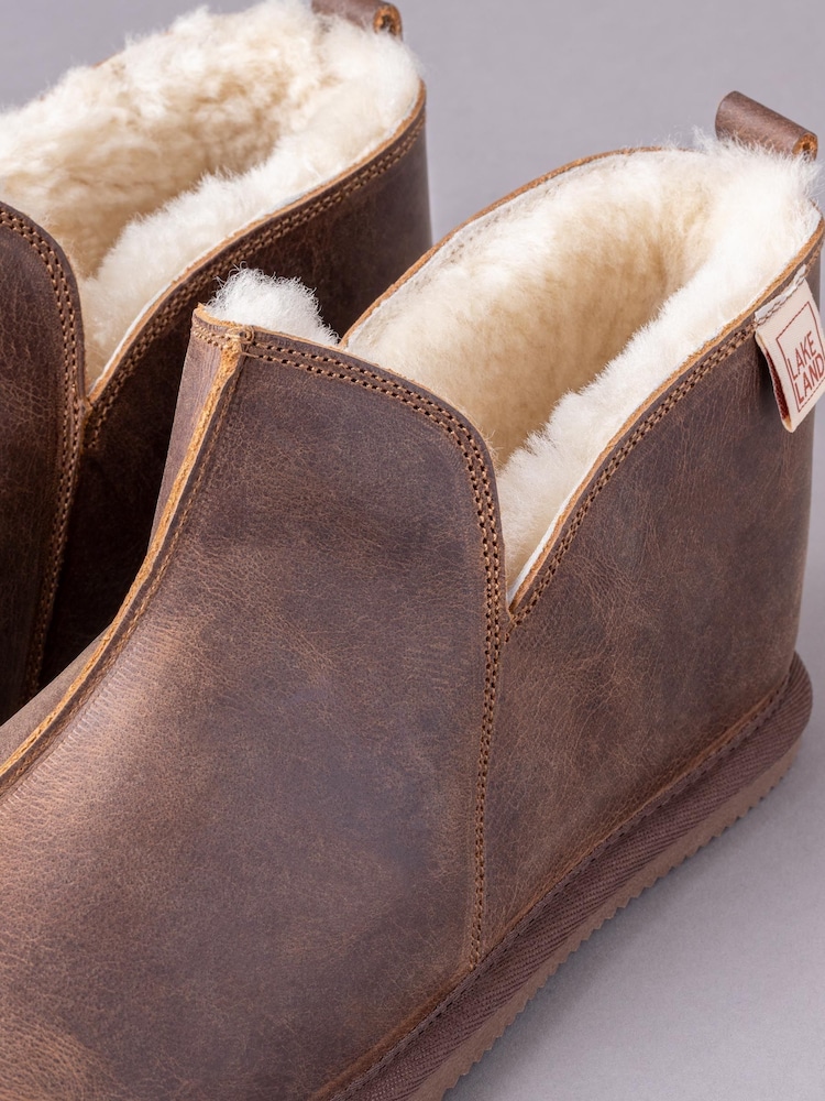 Lakeland Leather Brown Mens Slipper Boots - Image 3 of 3
