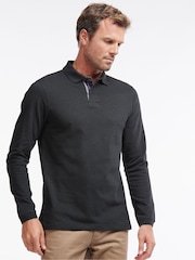 Zwart - Barbour® 100% katoenen onmisbaar sport-poloshirt met lange mouwen - Image 1 of 8