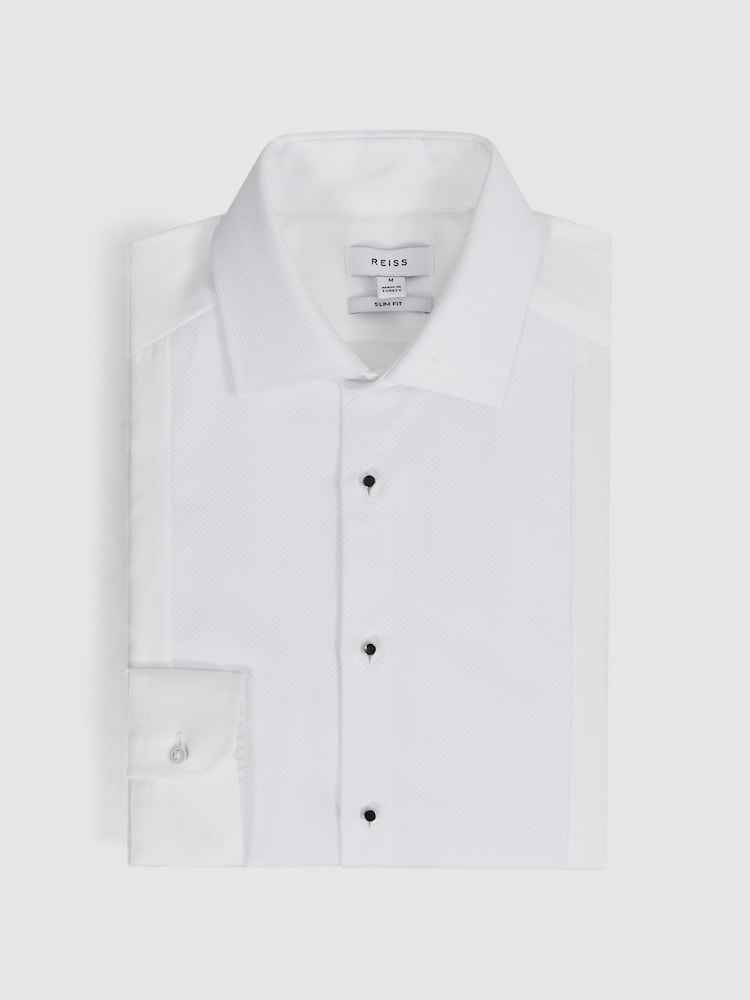 Reiss White Marcel - Double Cuff Slim Fit Double Cuff Tuxedo Shirt - Image 2 of 7