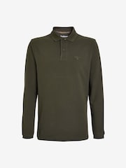 Groen - Barbour® 100% katoenen onmisbaar sport-poloshirt met lange mouwen - Image 6 of 8