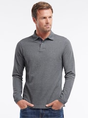 Barbour® Charcoal Grey 100% Cotton Essential Long Sleeve Sports Polo Shirt - Image 1 of 8