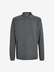 Barbour® Charcoal Grey 100% Cotton Essential Long Sleeve Sports Polo Shirt - Image 6 of 8