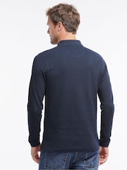 Marineblauw - Barbour® 100% katoenen onmisbaar sport-poloshirt met lange mouwen - Image 3 of 8