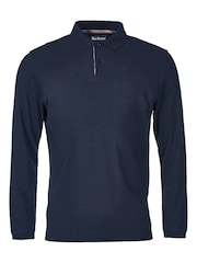 Marineblauw - Barbour® 100% katoenen onmisbaar sport-poloshirt met lange mouwen - Image 6 of 8