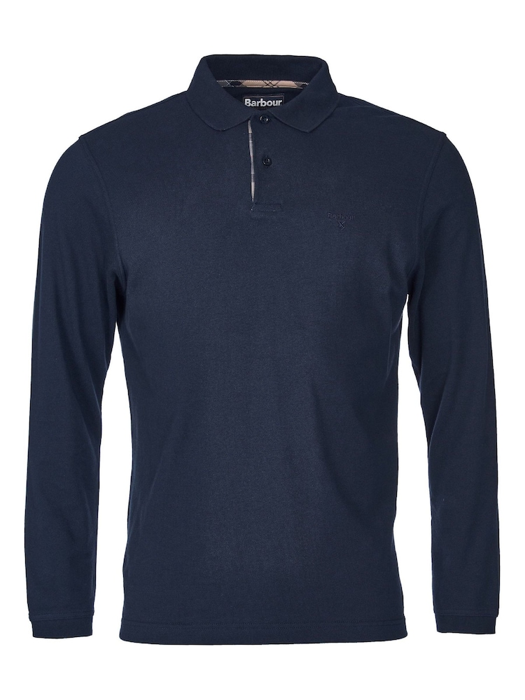 Marineblauw - Barbour® 100% katoenen onmisbaar sport-poloshirt met lange mouwen - Image 6 of 8