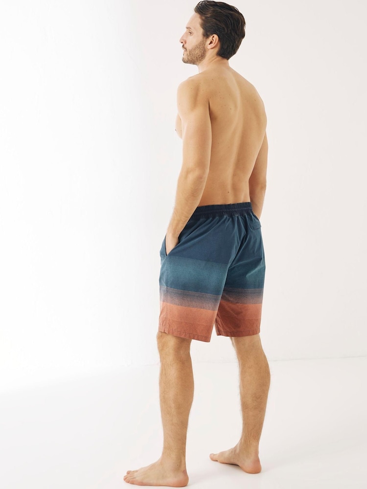 FatFace Mens Blue Camber Ombre Stripe Swim Shorts - Image 2 of 4