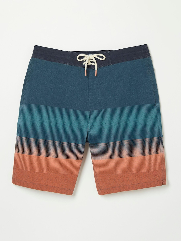 FatFace Mens Blue Camber Ombre Stripe Swim Shorts - Image 4 of 4