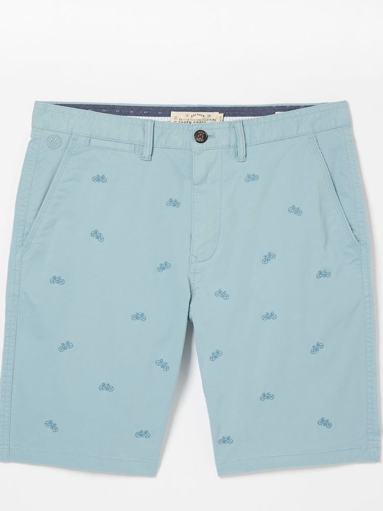 FatFace Mens Blue Mawes Embroidered Bike Shorts - Image 1 of 1