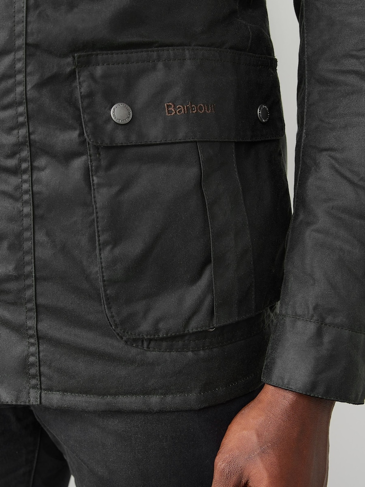 Oliwkowa zieleń - Woskowana kurtka Barbour® International Duke - Image 5 of 6