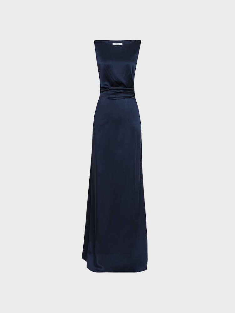 Reiss Navy Mia Drape Front Maxi Dress - Image 2 of 6