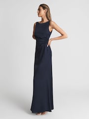 Reiss Navy Mia Drape Front Maxi Dress - Image 4 of 6