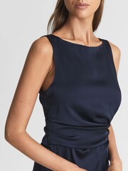 Reiss Navy Mia Drape Front Maxi Dress - Image 6 of 6