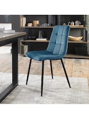 Bentley Designs Set of 2 Petrol Blue Mondrian Velvet Fabric Chairs - Image 2 of 4